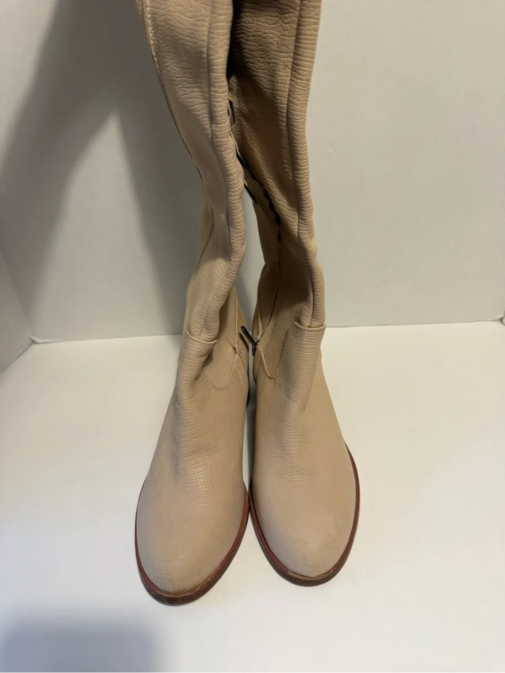 Sam Edelman over the knee bone leather upper wood heel boots ladies 9
